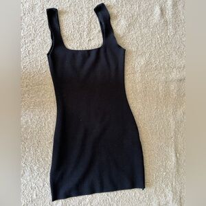 Zara Black Square Neck Ribbed Tank Top